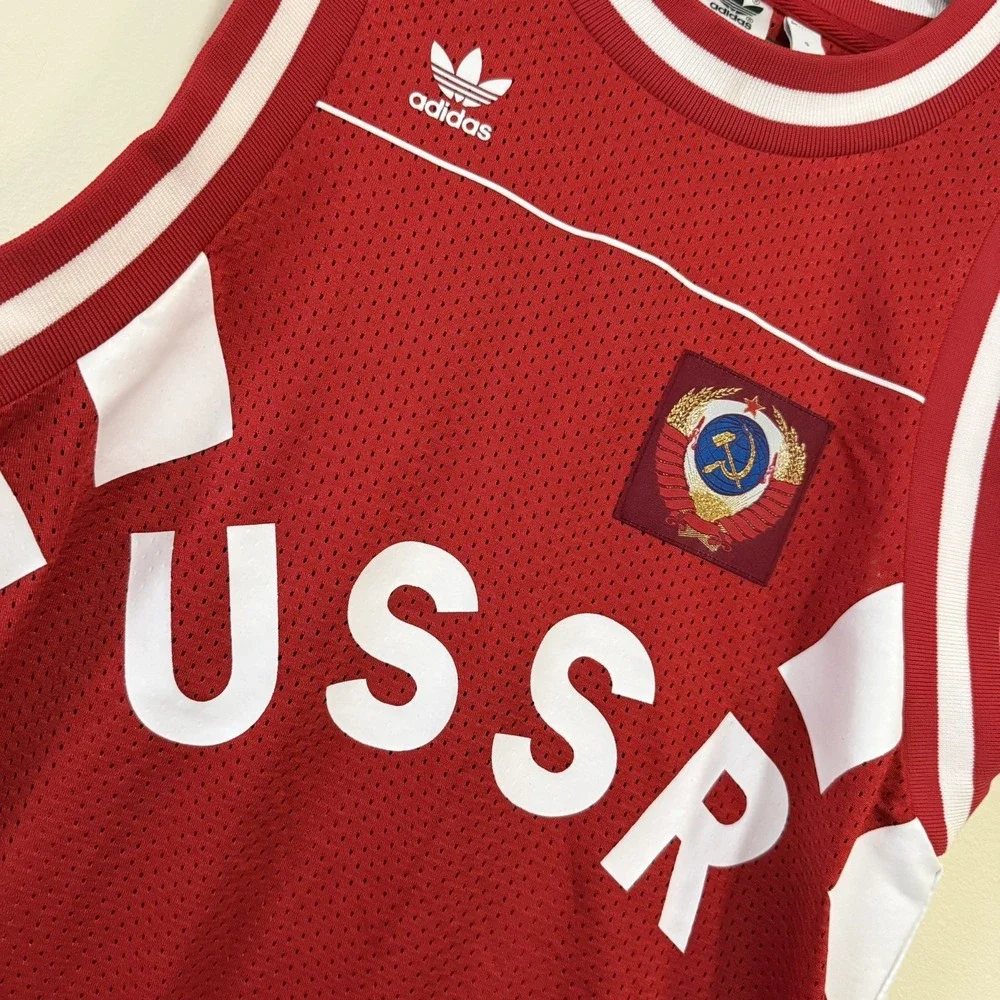 ADIDAS ORIGINALS Women's USSR Russia Retro Tank Dress Red Mesh CE2309 Jersey S